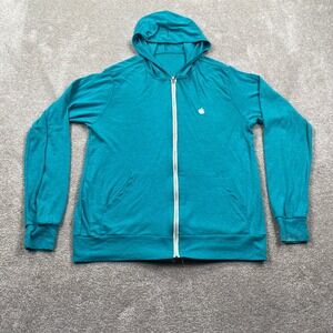 Apple Logo Full Zip Hoodie Teal Blue Green Heathered Lightweight Tech Swag